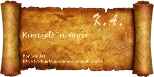 Kustyán Anna névjegykártya